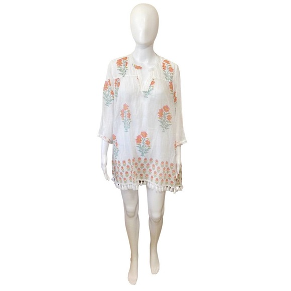 Roberta Roller Rabbit Tops - Roller Rabbit White Borem Serafina Tunic Size M